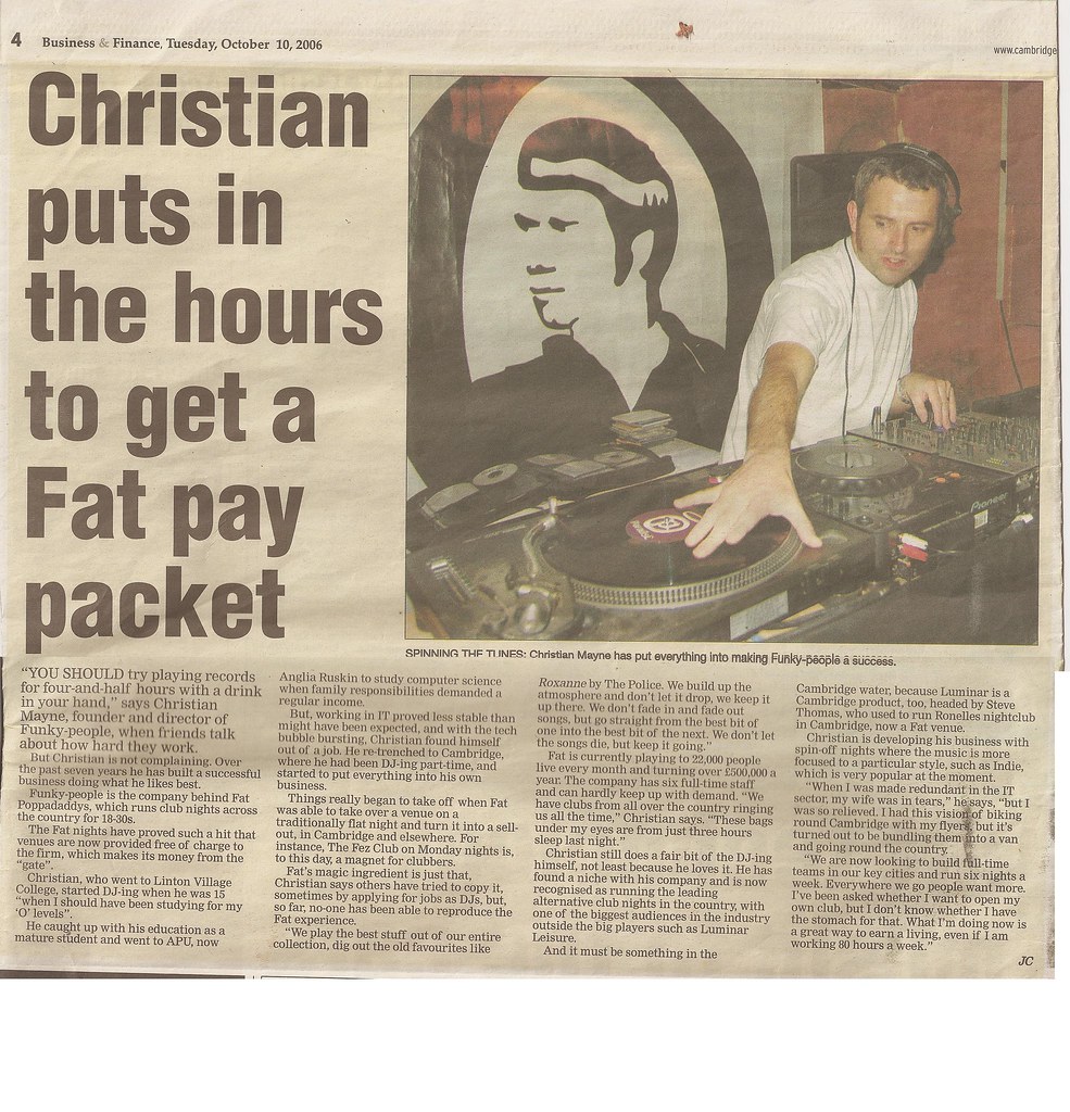Christian Mayne, Cambridge Evening News, 10th October 2006